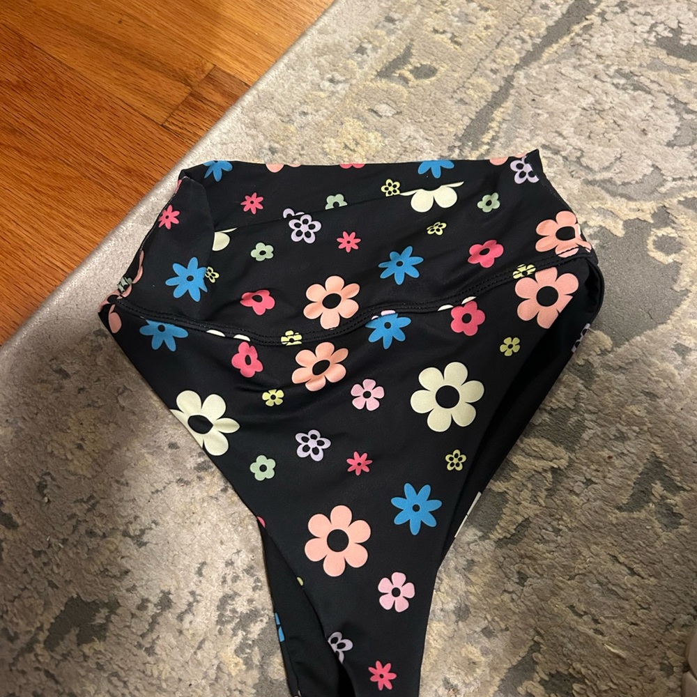 Beach Riot Floral High-Waisted Bikini Bottom - Black, Pink, Blue, Yellow